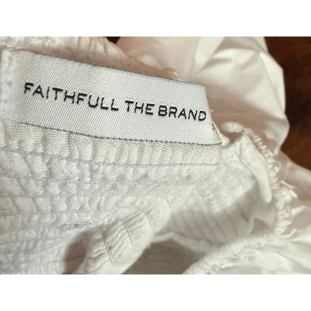 Faithfull The Brand X Revolve Wendy Mini Dress Plain White Size 2 Puff Sleeves - Picture 11 of 12